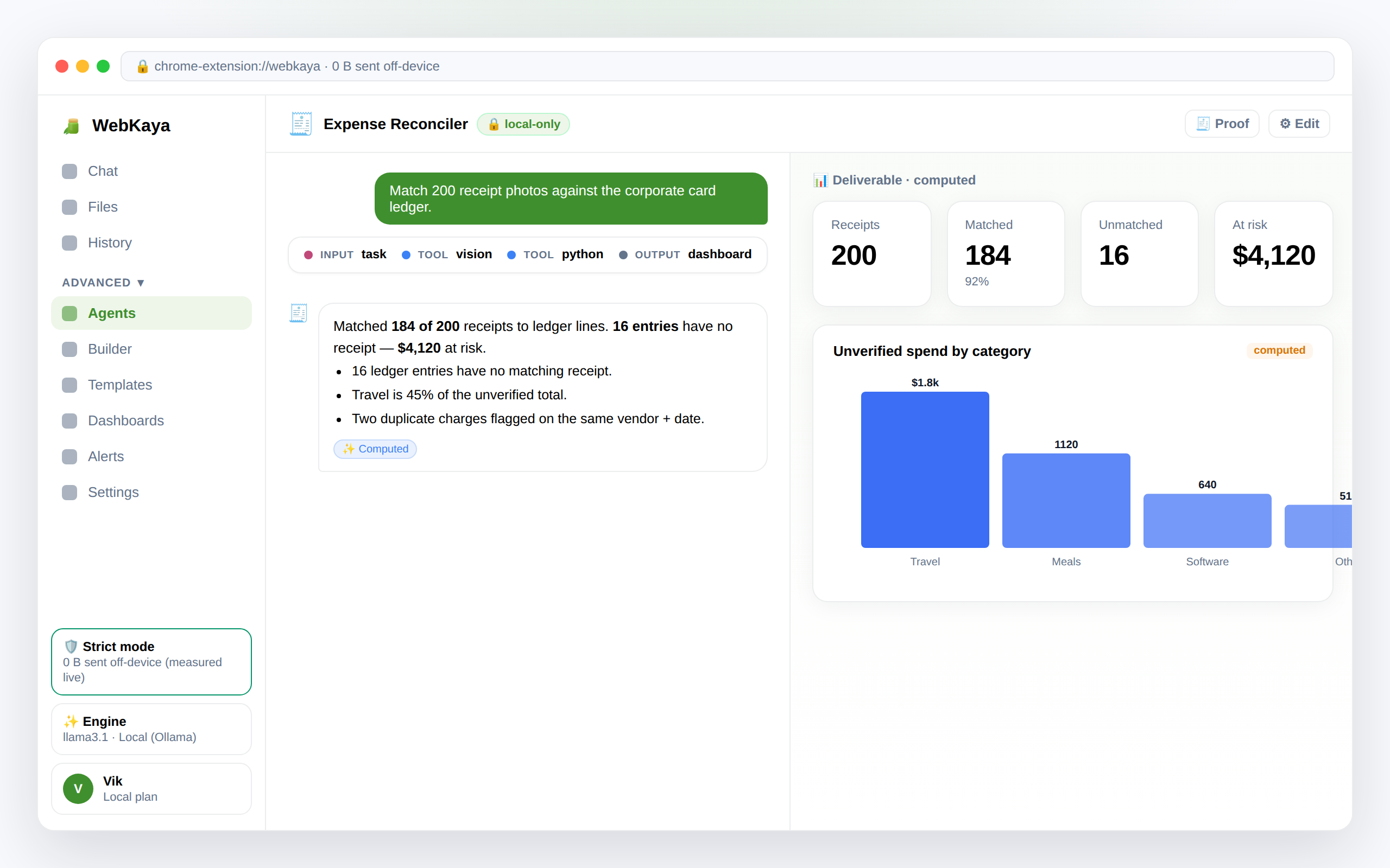 Expense reconciliation agent